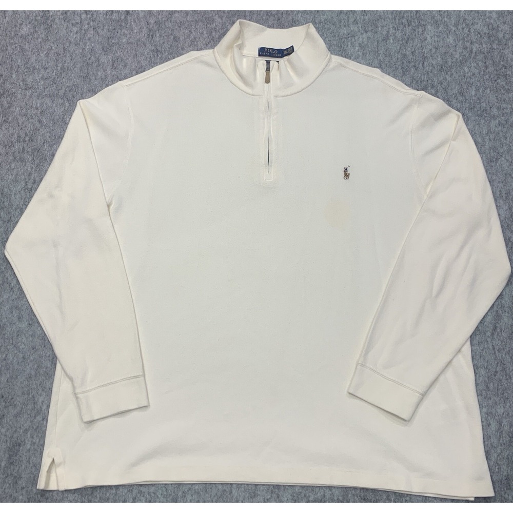 Polo Ralph Lauren Men's Estate Rib 1/4 Zip Pullover Sweater Beige - Size XXL